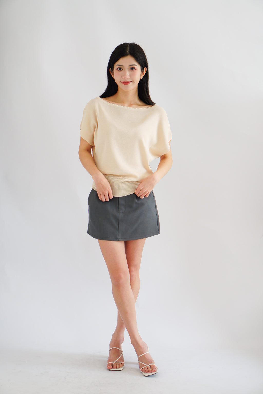 Effie 2 Way Knit Top in Beige