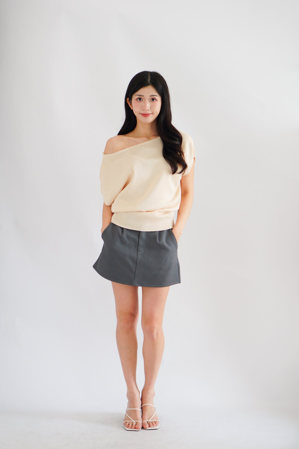 Effie 2 Way Knit Top in Beige