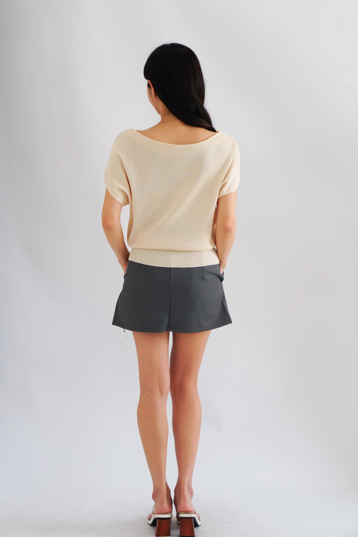 Effie 2 Way Knit Top in Beige