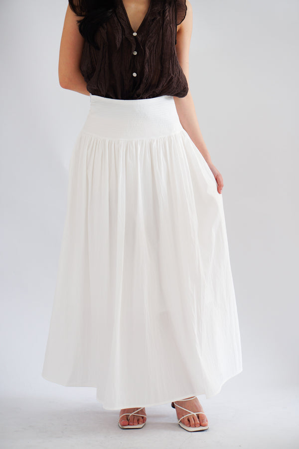 Quina Thick Waist Band Maxi Skirt in White
