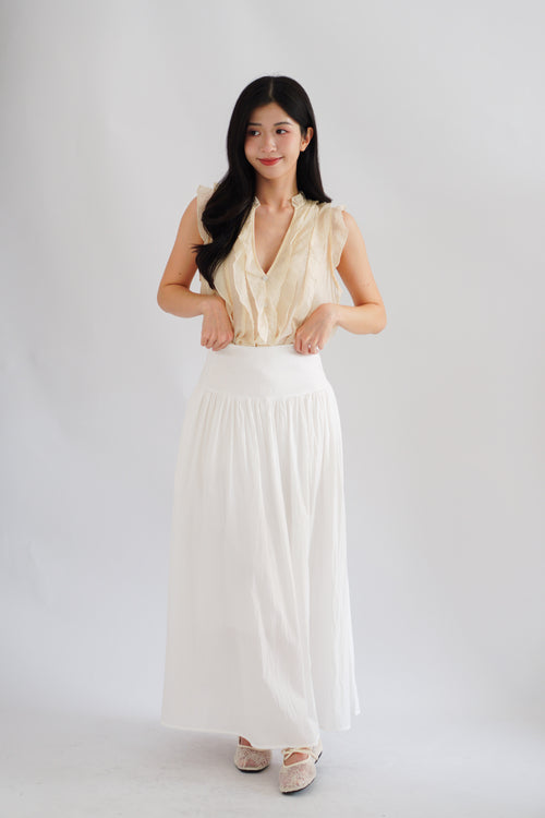 Quina Thick Waist Band Maxi Skirt in White