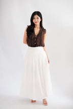 Quina Thick Waist Band Maxi Skirt in White