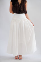 Quina Thick Waist Band Maxi Skirt in White