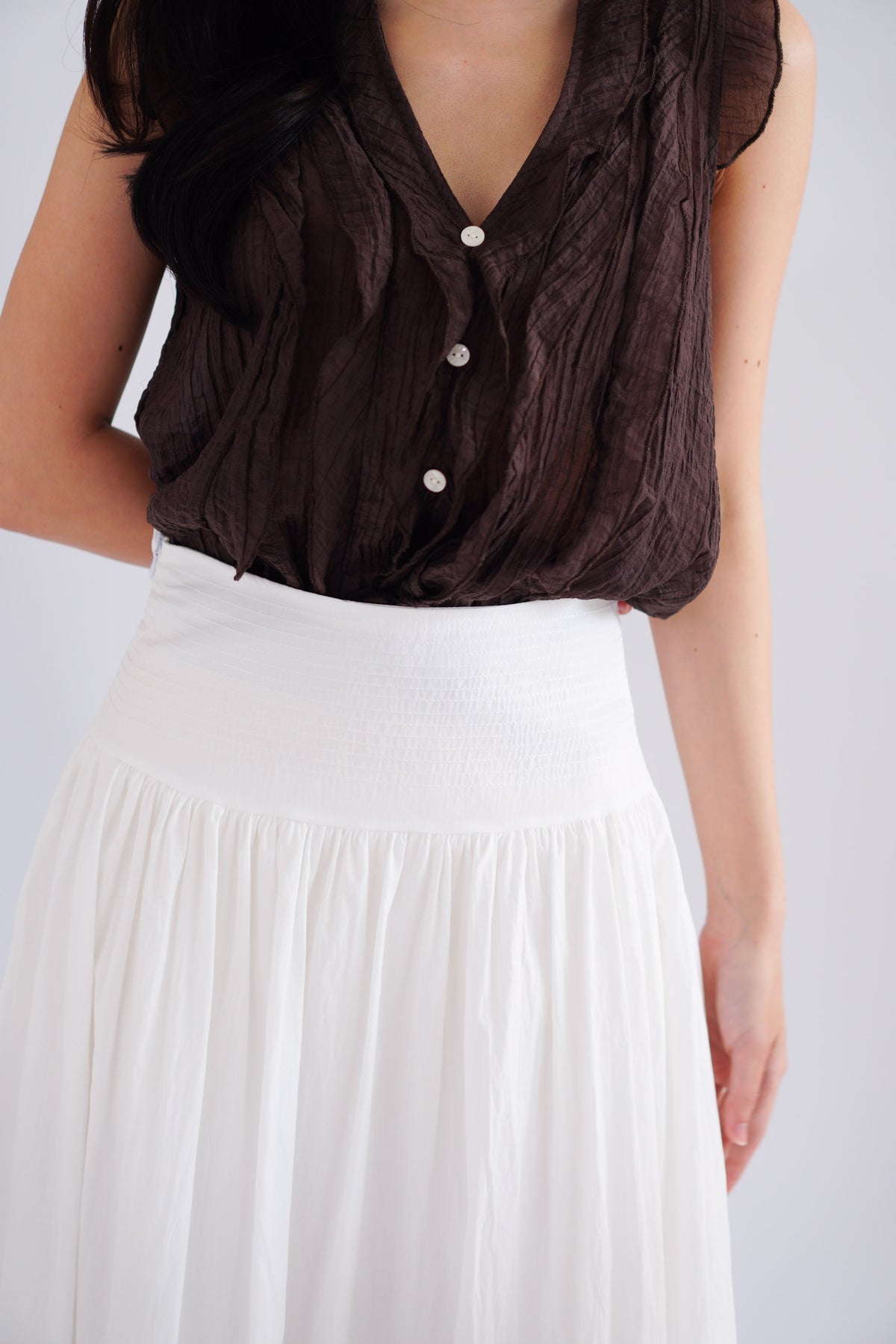 Quina Thick Waist Band Maxi Skirt in White