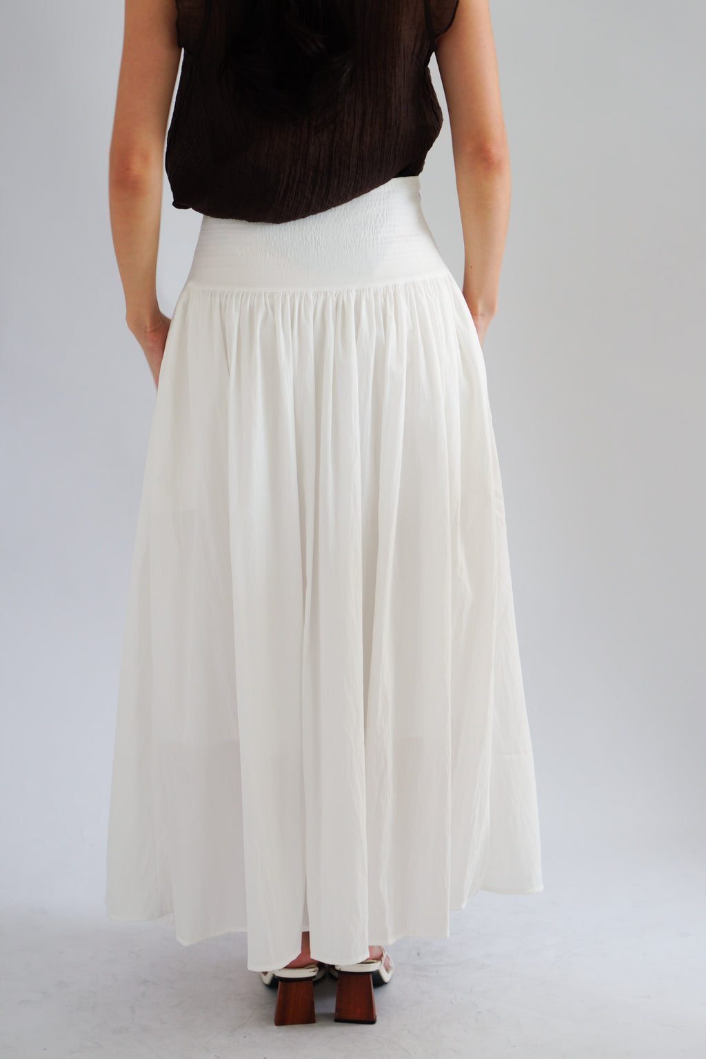 Quina Thick Waist Band Maxi Skirt in White