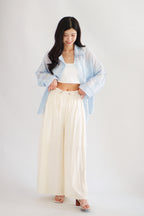 Soira Drawstring Wide Legged Pants in Cream