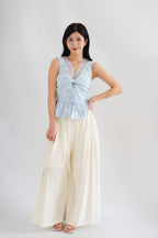 Soira Drawstring Wide Legged Pants in Cream