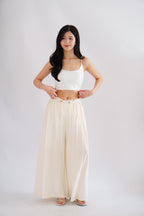 Soira Drawstring Wide Legged Pants in Cream