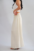 Soira Drawstring Wide Legged Pants in Cream