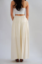 Soira Drawstring Wide Legged Pants in Cream