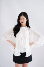 Julie Cape Chiffon Top in White