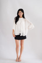 Julie Cape Chiffon Top in White