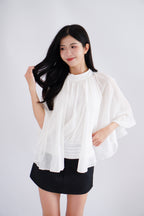 Julie Cape Chiffon Top in White
