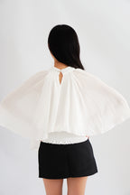 Julie Cape Chiffon Top in White