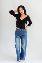 Miss Nara Mid Long Sleeve Top in Black