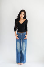 Miss Nara Mid Long Sleeve Top in Black