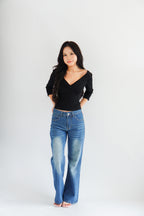 Miss Nara Mid Long Sleeve Top in Black