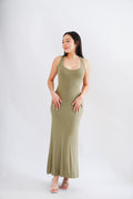 Rosa Halter Neck Bodycon Maxi Dress in Green