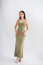 Rosa Halter Neck Bodycon Maxi Dress in Green