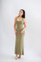 Rosa Halter Neck Bodycon Maxi Dress in Green