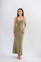 Rosa Halter Neck Bodycon Maxi Dress in Green