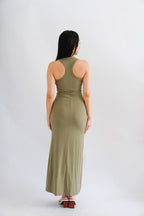Rosa Halter Neck Bodycon Maxi Dress in Green