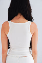 Katie Basic Padded Scoop Neck Tank Top in White