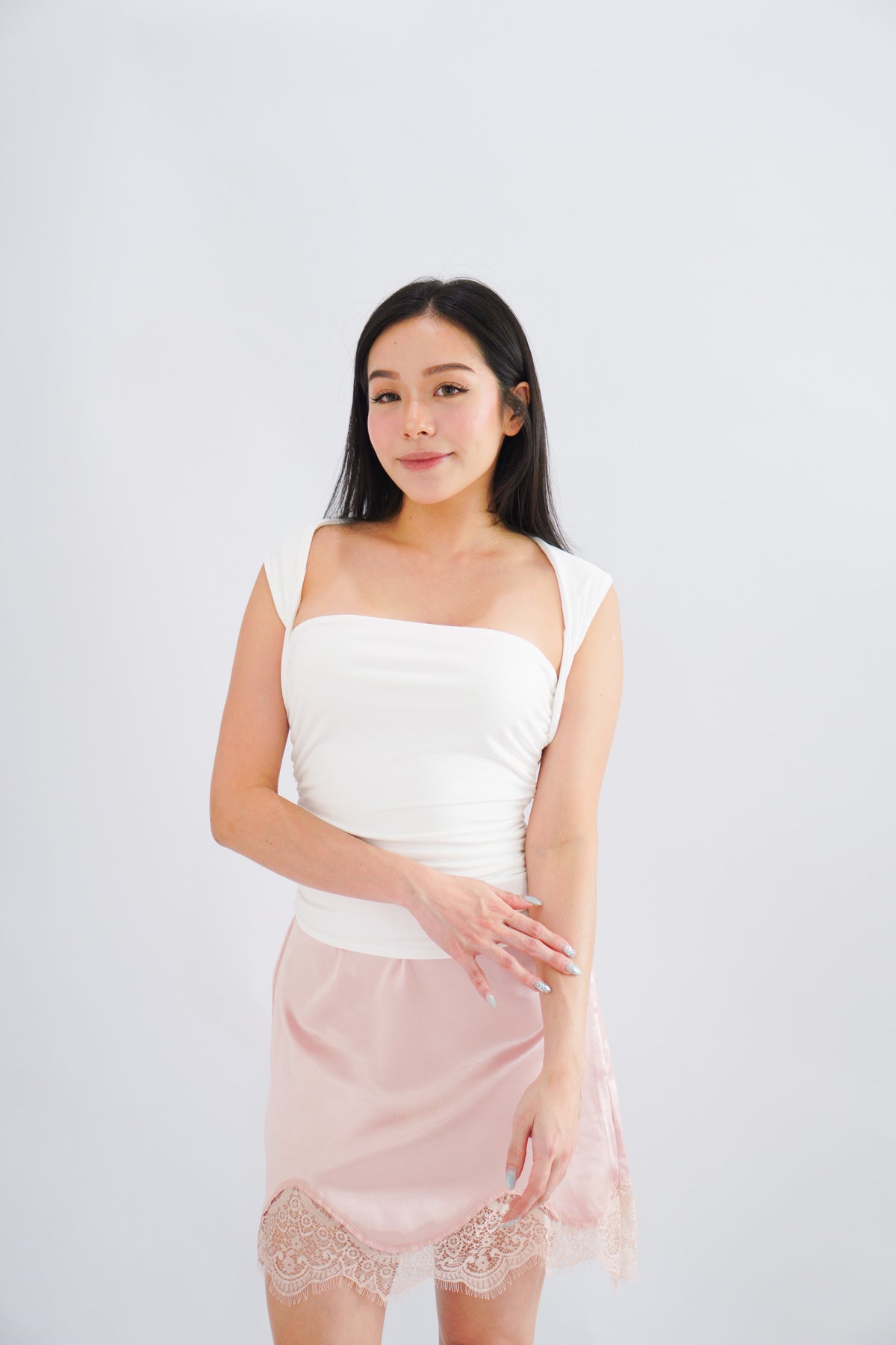 Beth Queen Anne Top in White