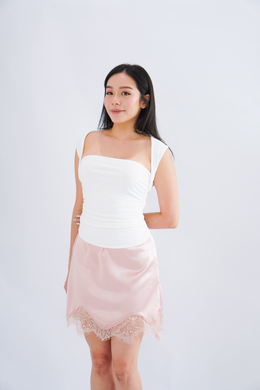 Beth Queen Anne Top in White