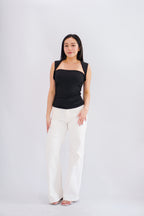 Beth Queen Anne Top in Black