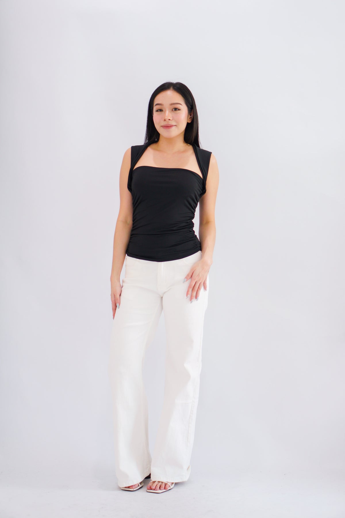 Beth Queen Anne Top in Black