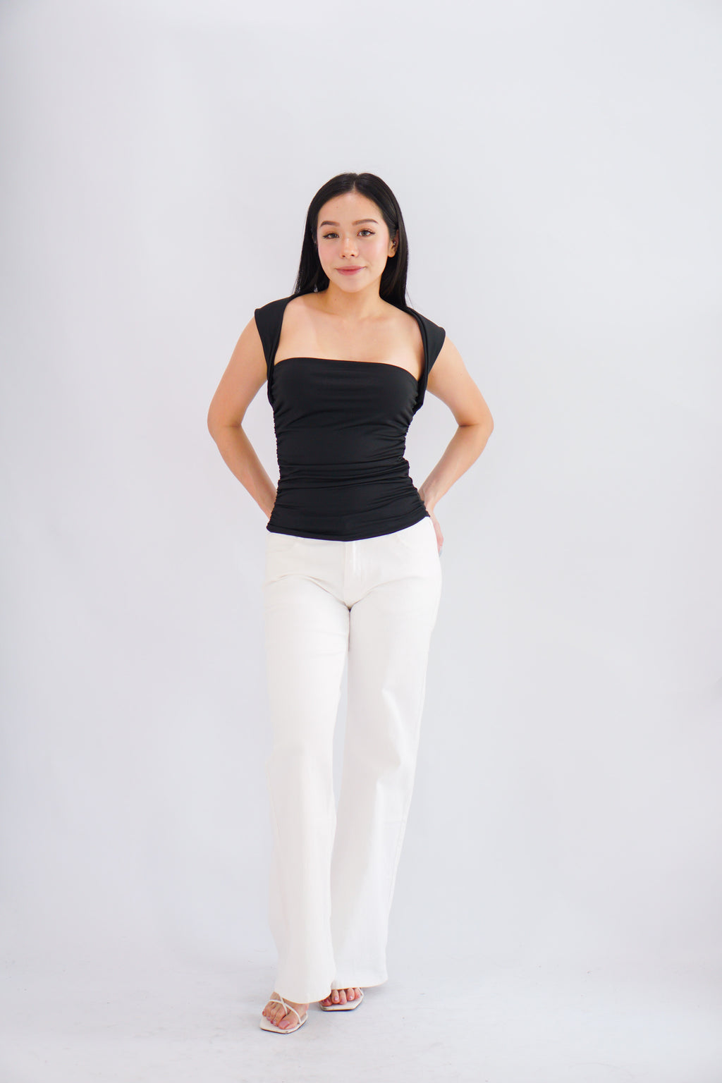 Beth Queen Anne Top in Black