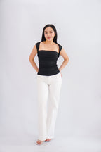 Beth Queen Anne Top in Black