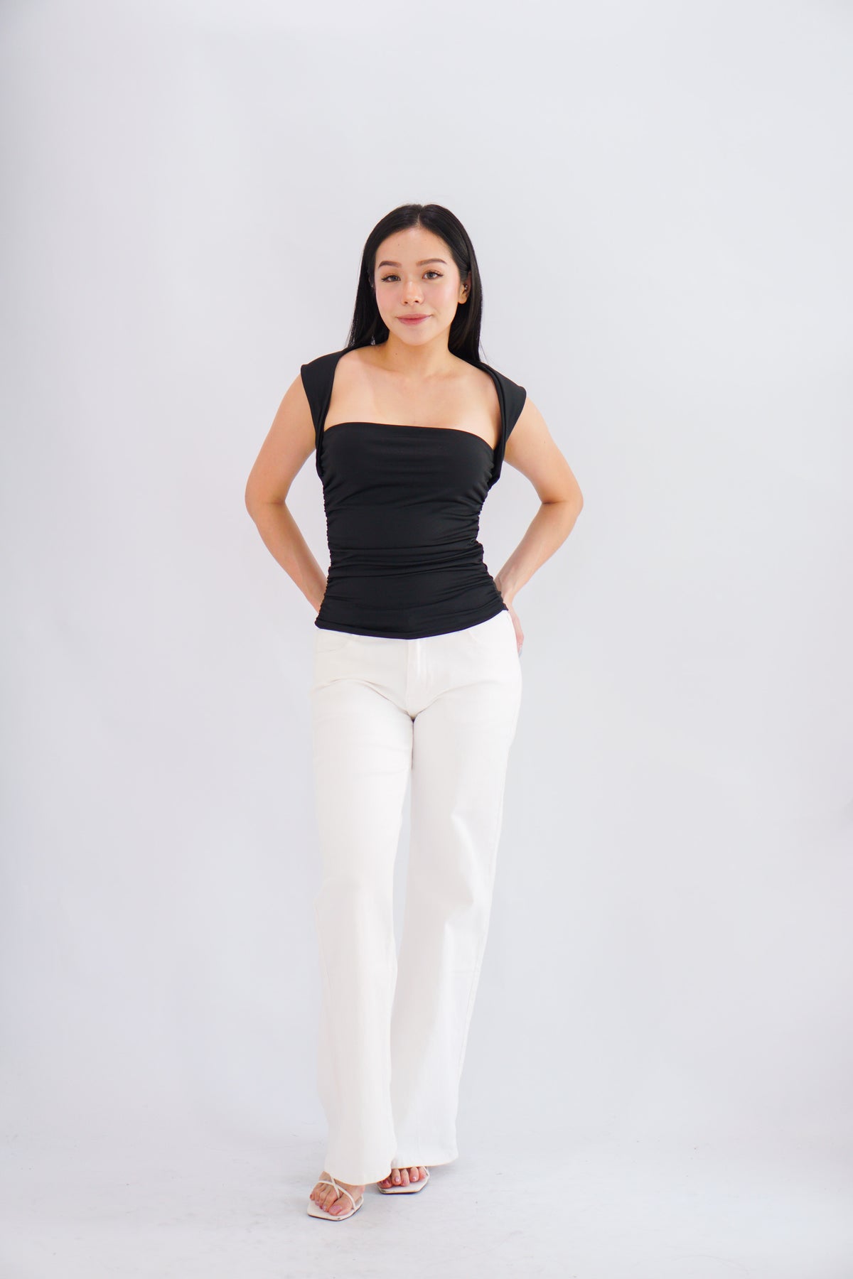 Beth Queen Anne Top in Black