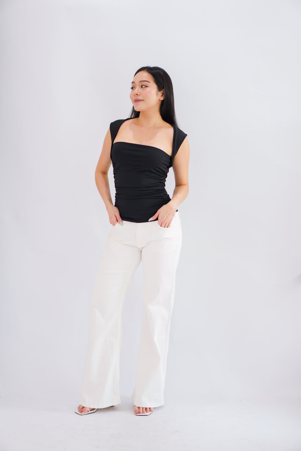 Beth Queen Anne Top in Black