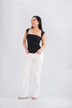 Beth Queen Anne Top in Black