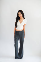 Viona Bell Bottom Low Rise Pants in Grey