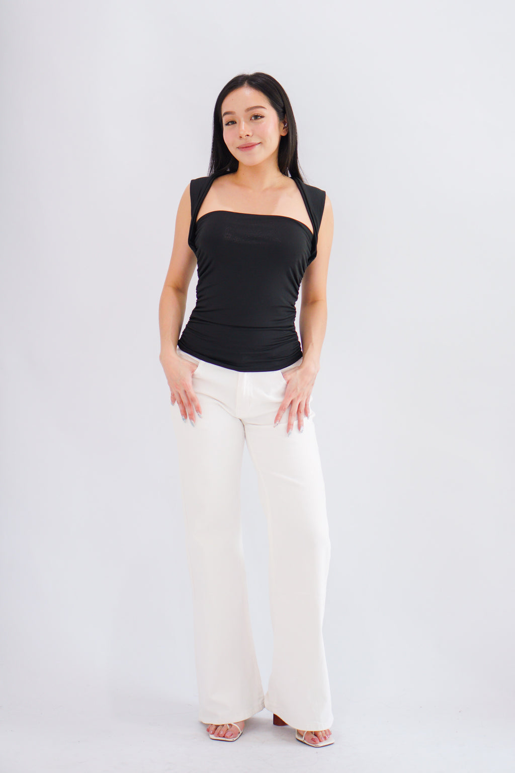 Beth Queen Anne Top in Black
