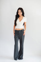 Viona Bell Bottom Low Rise Pants in Grey