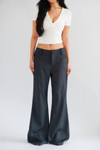 Viona Bell Bottom Low Rise Pants in Grey