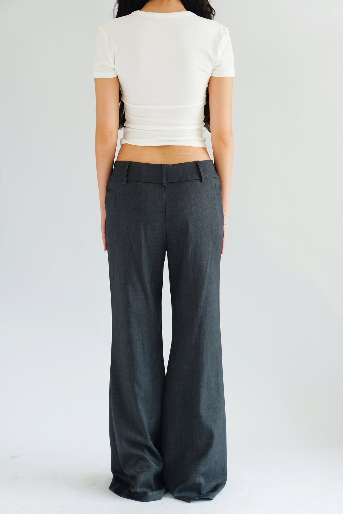 Viona Bell Bottom Low Rise Pants in Grey