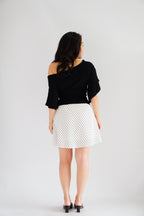 Sabrina Flutter Sleeves Ruched Waist Top in Black