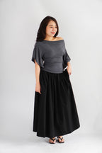 Quina Thick Waist Band Maxi Skirt in Black