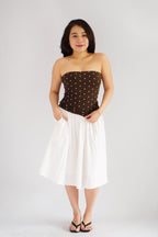 Lycia Polkadot Padded Tube Top in Brown