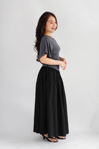 Quina Thick Waist Band Maxi Skirt in Black