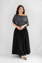 Quina Thick Waist Band Maxi Skirt in Black