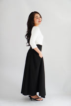 Quina Thick Waist Band Maxi Skirt in Black