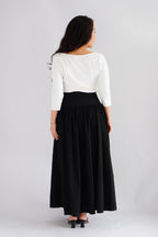 Quina Thick Waist Band Maxi Skirt in Black