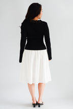 Carrie Lace V Neck Long Sleeve Top in Black