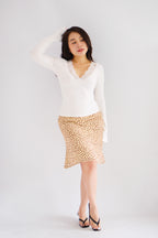 Carrie Lace V Neck Long Sleeve Top in White